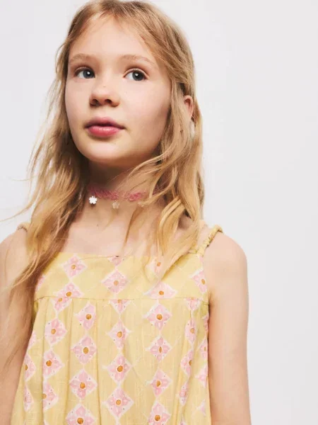 Długi wzorzysty kombinezon Dzieci 12 MANGO KIDS żółty