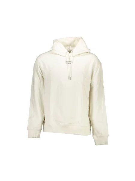 Bluza z kapturem Calvin Klein Jeans z kapturem z długim rękawem biała