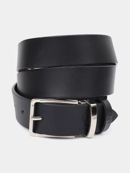 Кожаный ремень Grande Pelle с ремешками черный