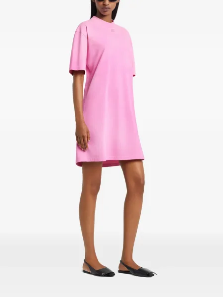Rochie tip cămașă Courreges scurtă de costum roz
