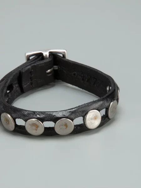 Кожена гривна Orciani с шипове черно