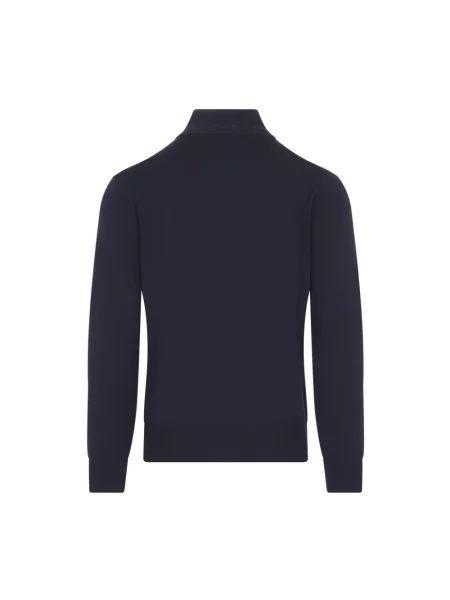 Sweter Canali wełniany z wysokim kołnierzem niebieski