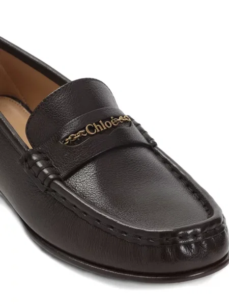 Pantofi loafer Chloé din piele maro