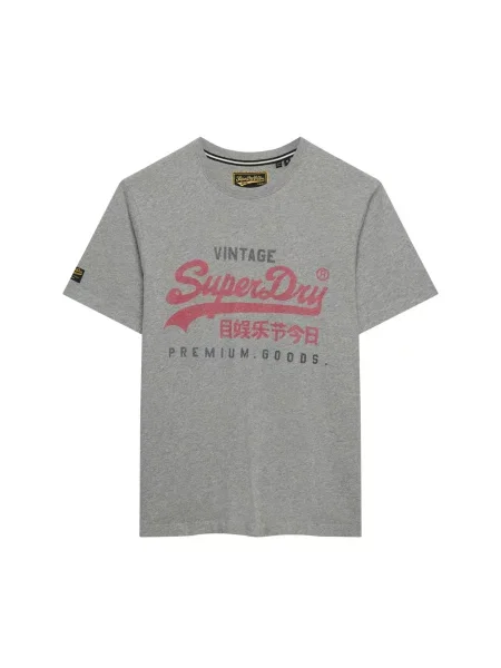 Superdry & Co Tricou HERITAGE gri / roșu negru