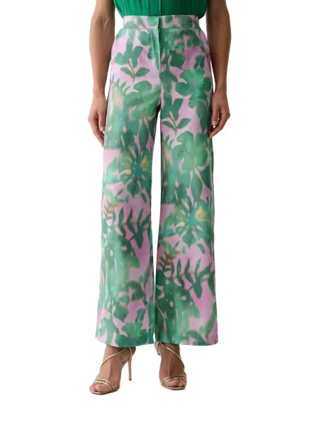 Pantaloni Morgan cu model floral cu imagine verde