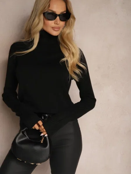 Golf Sweter o Dopasowanym Kroju z Kaszmirem Zairith czarny