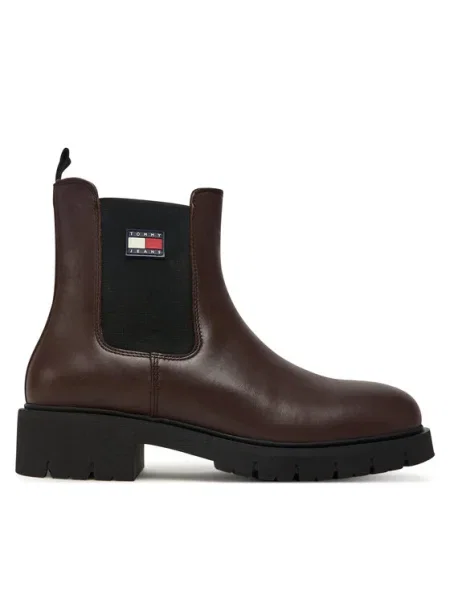 Боти тип челси Tommy Jeans Tjw Chelsea Leather Boot кафяв