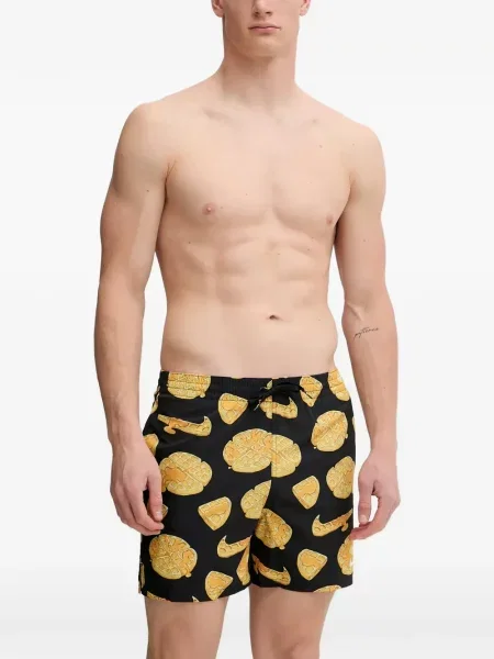 Slip de baie Nike cu cordon cu imagine tricotate albastru