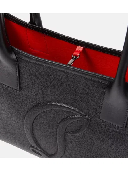 Kožená kožená taška Christian Louboutin čierna