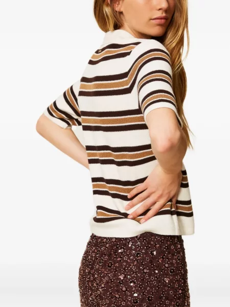 Polo Twinset cu dungi alb