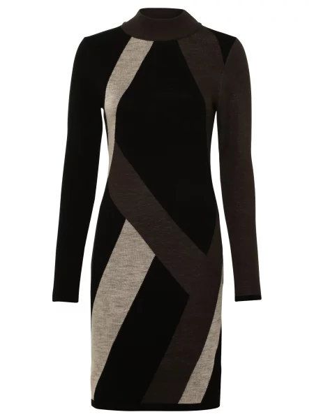 Bonprix Rochie tricotat bej amestecat / maro închis negru
