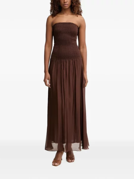 Rochie maxi Haveone fără bretele maro
