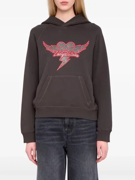 Суичър с качулка Zadig&voltaire със сърца сиво