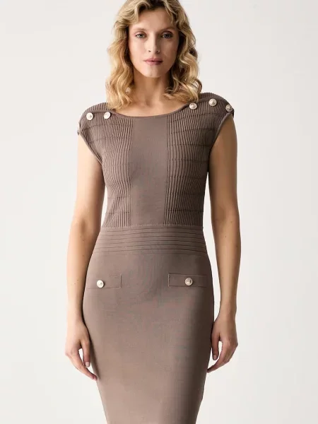 Guess rochie cu vâscoză CARMEN bej