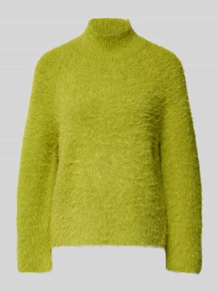 Sweter z dzianiny z mieszanki wełny ze stójką Luisa Cerano zielony