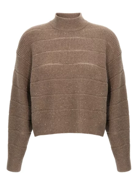 Pulover Brunello Cucinelli cu paiete maro