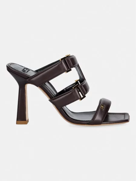 Кожаные шлепанцы Elisabetta Franchi на высоком каблуке