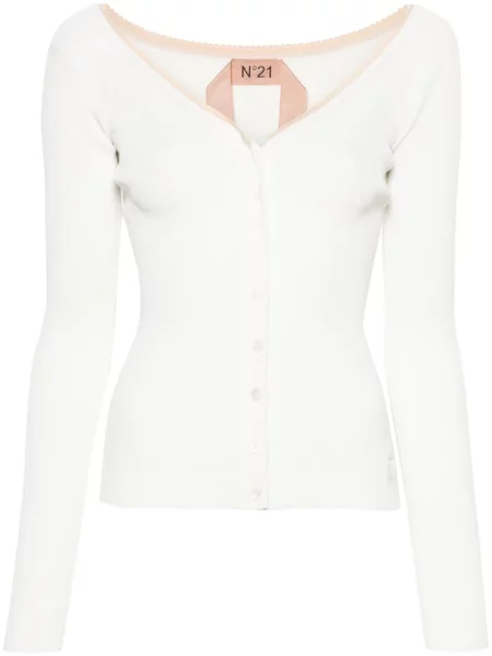 Kardigan N°21 prążkowany biały