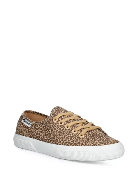 Sneakerși Superga cu imagine cu model leopard maro