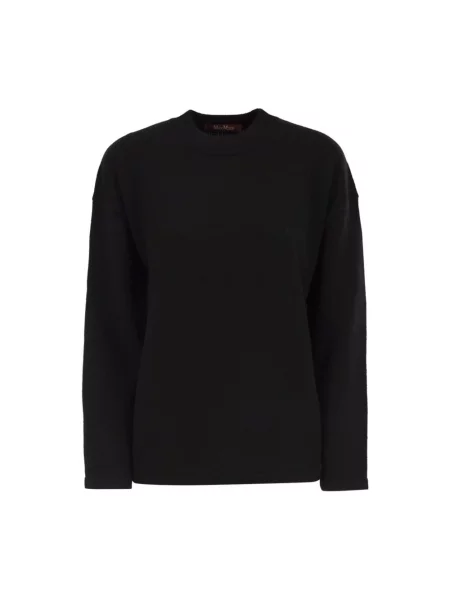 Dzianinowy sweter Max Mara z okrągłym dekoltem czarny