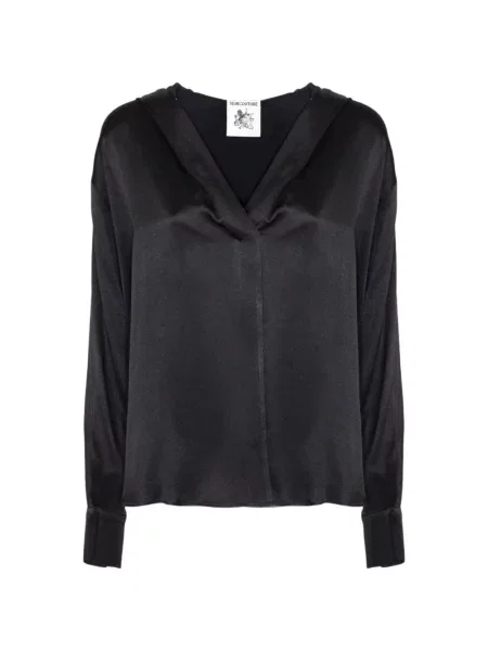 Bluzka Semicouture z kapturem z dekoltem w serek czarna
