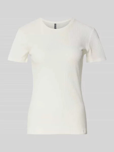 T-shirt o kroju slim fit z mieszanki bawełny model ‘RUKA’ Pieces biała
