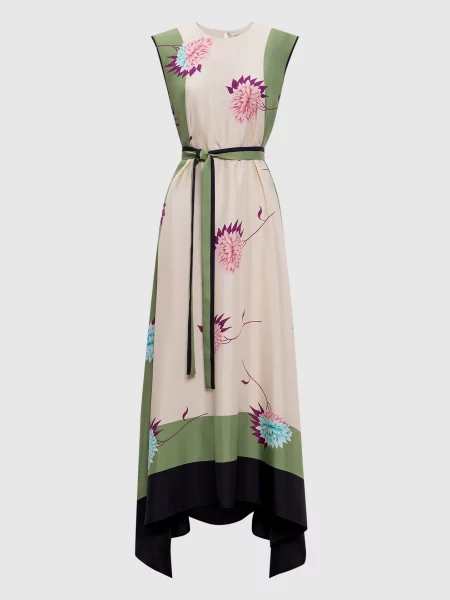 Сукня міді із шовку в квітковий принт La Doublej