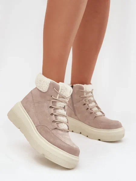 Semišové čižmy Vinceza na platforme khaki