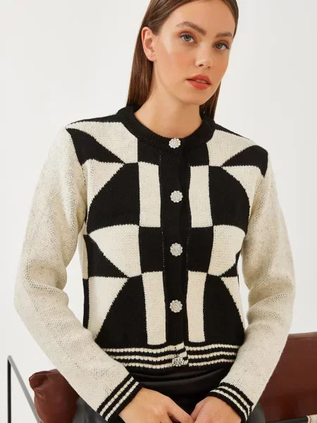 Bianco Lucci Geacă tricotată bej negru