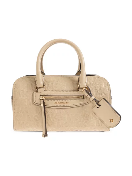 Torba podróżna Michael Kors skórzana z logo beżowa