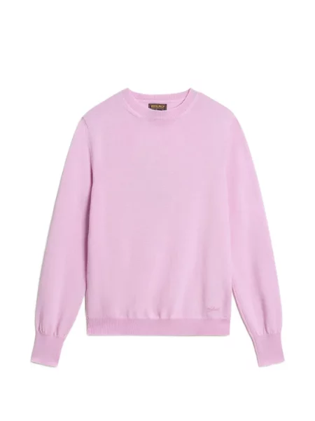 Pulover Woolrich de lână cu decolteu rotund roz