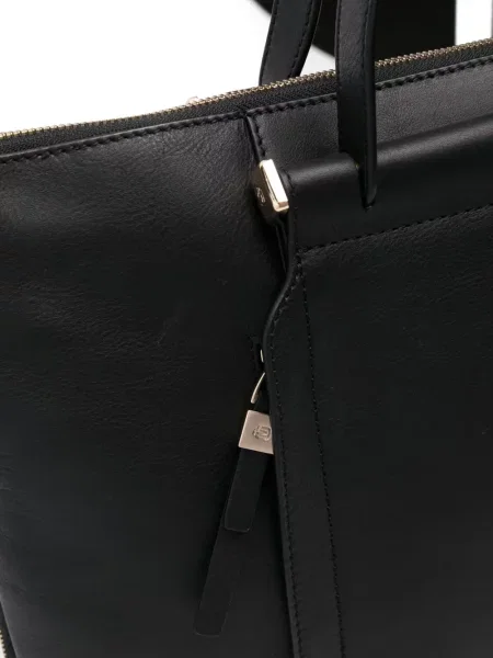 Kožna torba za laptop Piquadro crna