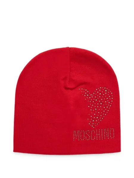 Căciulă Moschino cu motiv cu inimi roșu
