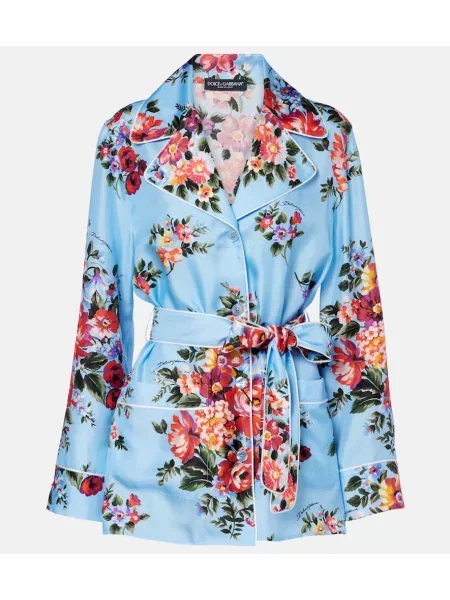 Jedwabna bluzka Dolce&gabbana w kwiatki niebieska