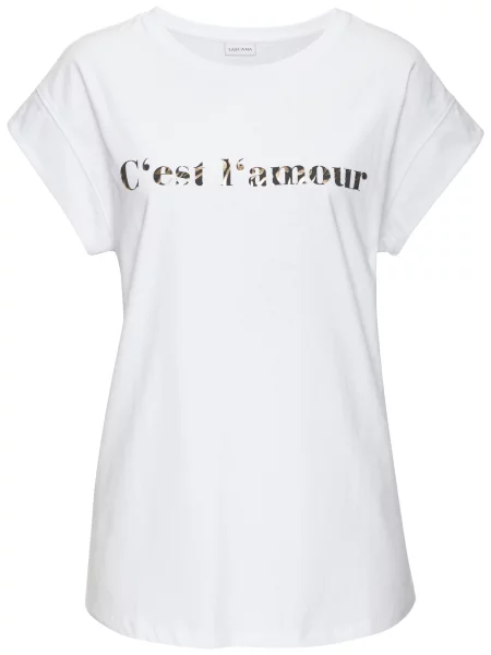 LASCANA Tricou auriu / negru alb