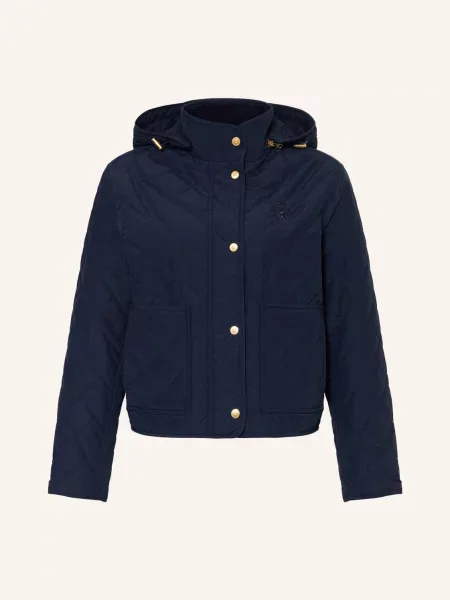 Tommy Hilfiger Prošívaná Bunda S Odnímatelnou Kapucí tmavě modrá