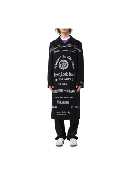 Długi płaszcz Msgm z nadrukiem z długim rękawem czarny