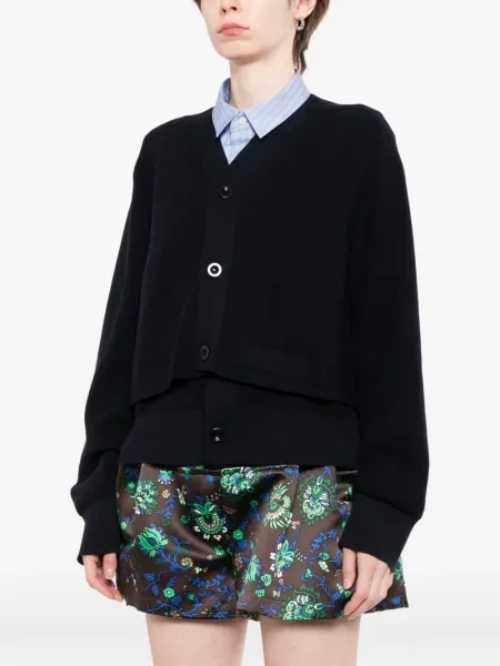 Cardigan Sacai cu decolteu în V negru
