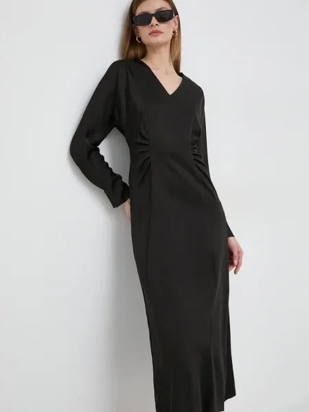 BOSS rochie midi evazati negru