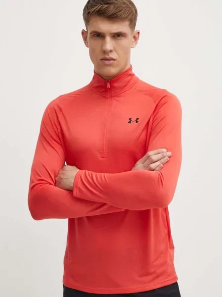 Меланжов суитчър Under Armour с принт червено