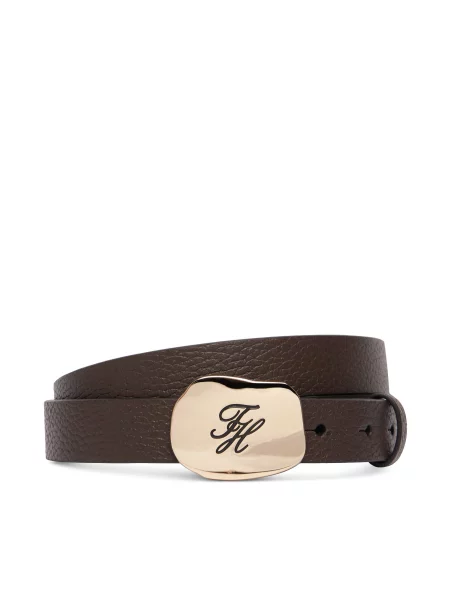 Tommy Hilfiger Ζώνη Th Plaque Pebble καφέ