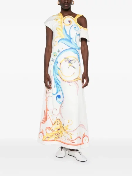 Rochie maxi Moschino cu imagine alb