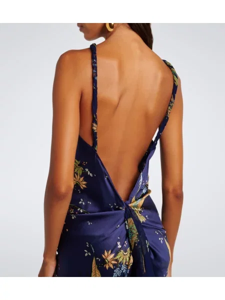 Rochie maxi Staud de mătase cu imagine albastru