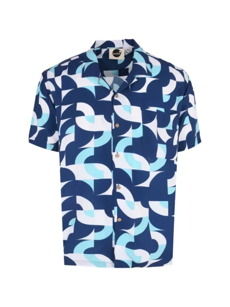 Gulerat cămașă Boardies cu imagine cu imprimeu geometric albastru