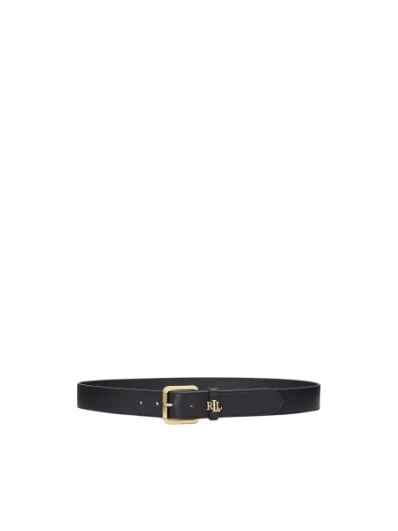 Pasek Ralph Lauren skórzany z logo czarny