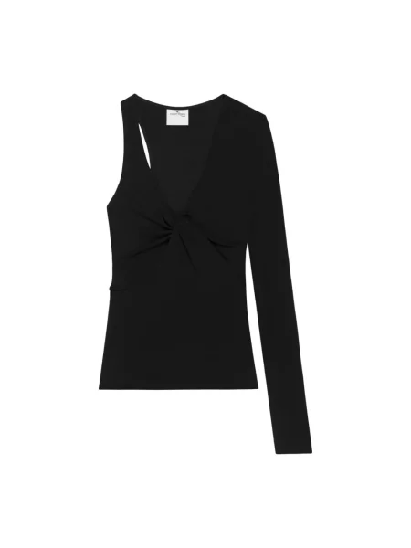 Dzianinowy top Courreges asymetryczny czarny