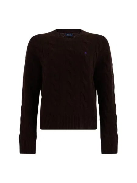 Sweter z dzianiny o kroju regular fit z mieszanki wełny i kaszmiru Polo Ralph Lauren brązowy