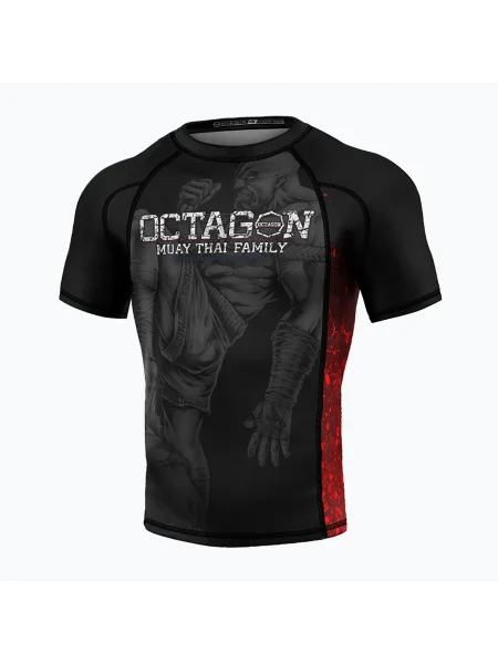 Мъжки предпазен костюм Octagon Premium Muay Thai Family black/multicolour Rashguard черно