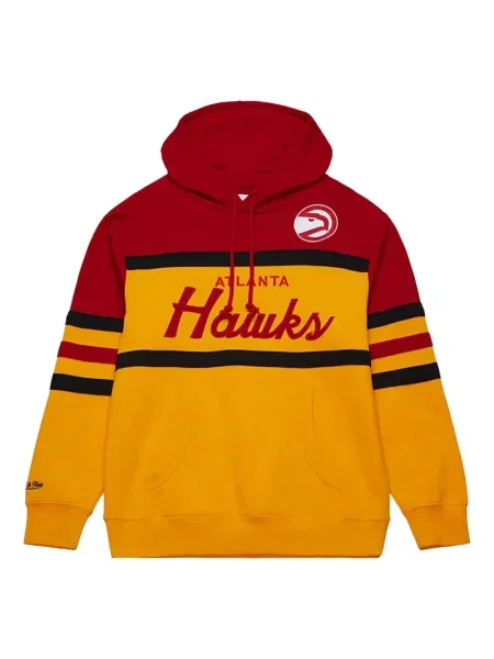 Prugasta majica s kapuljačom Mitchell & Ness žuta