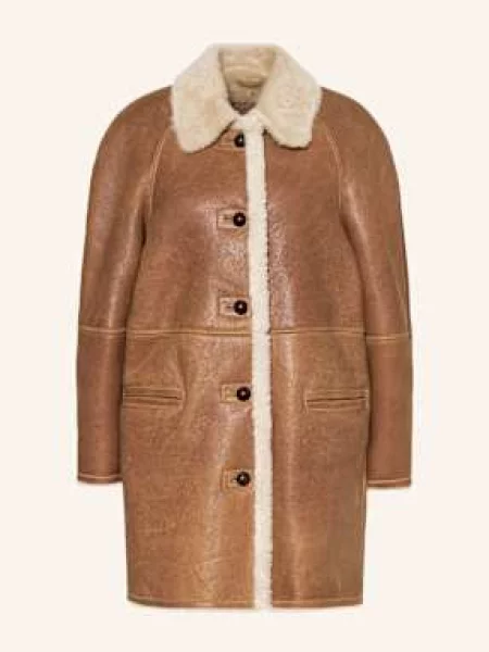 Isabel Marant Płaszcz Skórzany Berthie braun